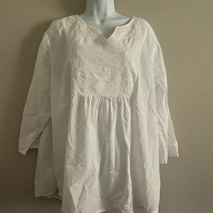 White embroidered cotton shirt